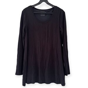 Lysse Black Long Sleeve Scoop Neck Compression Lined Tunic Top Size Small